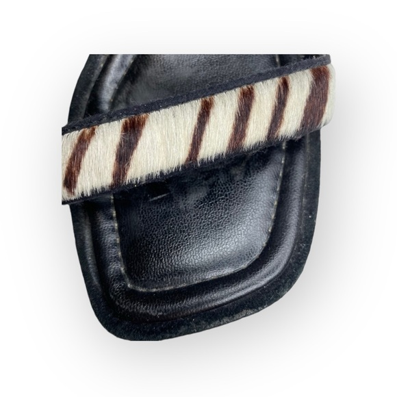 David Aaron ❤︎ Suede Print Pony Hair Platform Wedge Sandal ❤︎ Zebra Stripe ❤︎ 5M - Picture 14 of 16